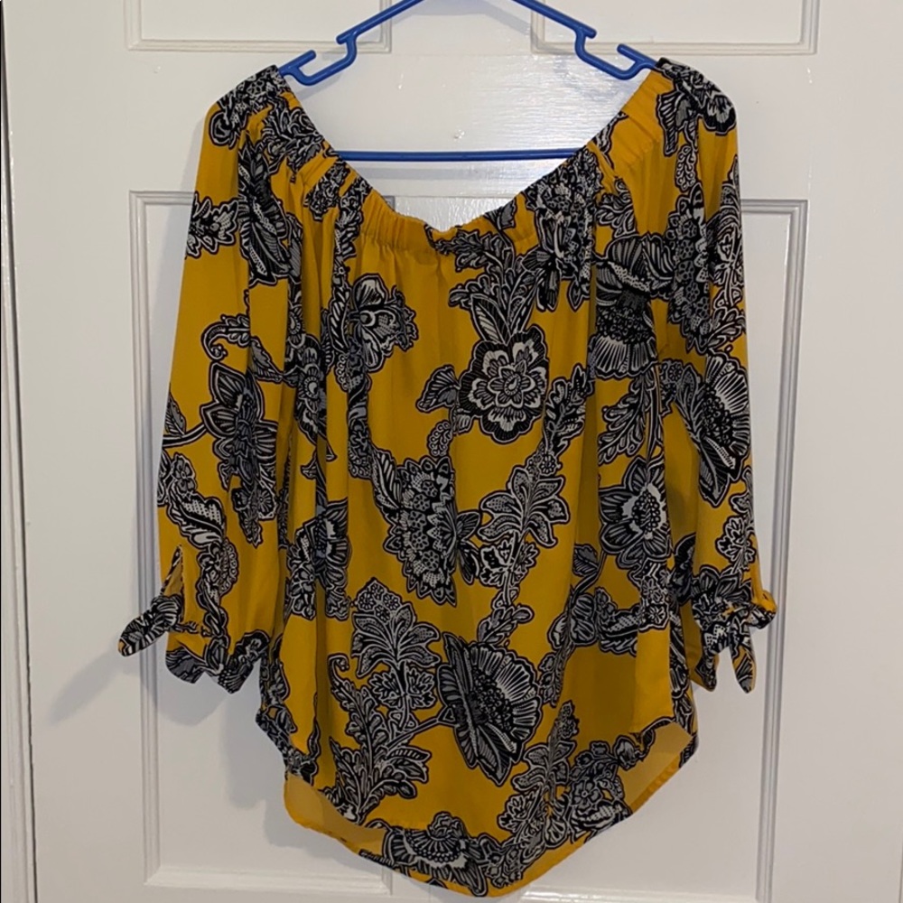 Yellow floral blouse